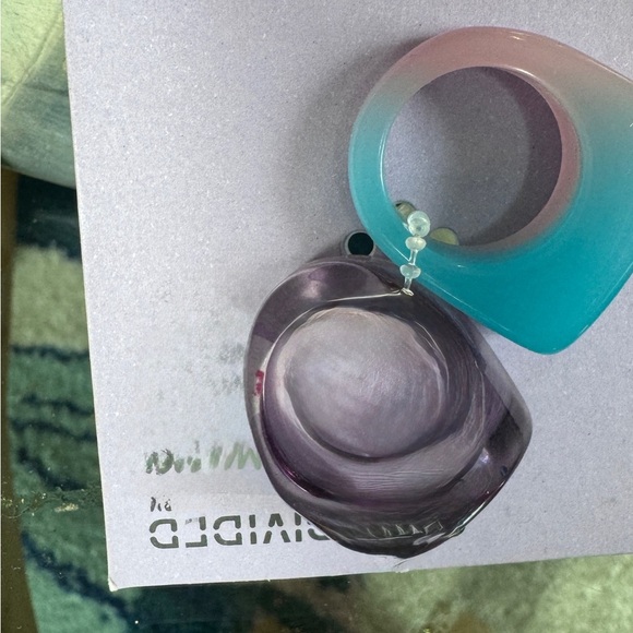 Purple and Blue Resin Rings with Green Accents - Picture 3 of 5